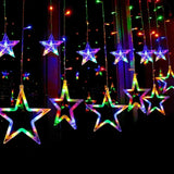 LED Lights String Pentagram Star Curtain Fairy Lights Wedding Birthday Christmas - 6 Big and 6 Small Star Lightings