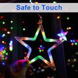 LED Lights String Pentagram Star Curtain Fairy Lights Wedding Birthday Christmas - 6 Big and 6 Small Star Lightings