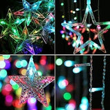 LED Lights String Pentagram Star Curtain Fairy Lights Wedding Birthday Christmas - 6 Big and 6 Small Star Lightings