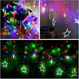 LED Lights String Pentagram Star Curtain Fairy Lights Wedding Birthday Christmas - 6 Big and 6 Small Star Lightings